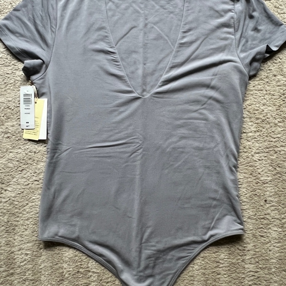Aritia Blue/Gray V-Neck Women's Bodysuit
